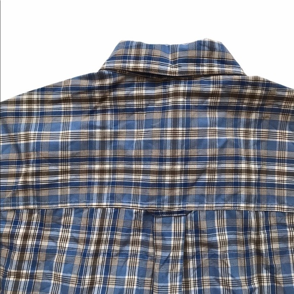 Chaps Blue Med Plaid Casual Career Button Down Preppy Short Sleeve Dress… - Picture 6 of 6